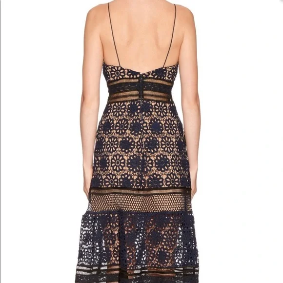 Self-Portrait | Dresses | Selfportrait Midi Navy Lace Dress | Poshmark